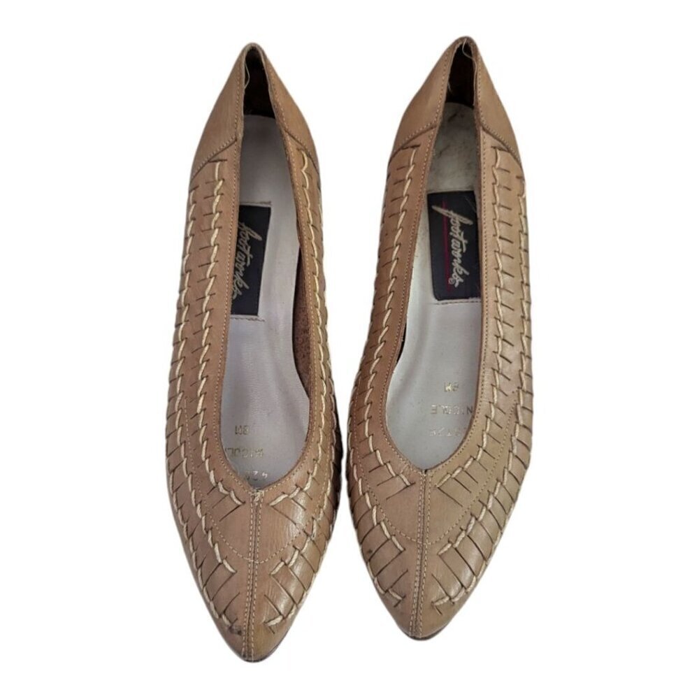 VTG Footworks Nicole Leather Woven Point Toe Pumps 8